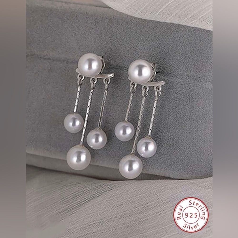 New Madewell 925 Sterling Silver Cultured Pearl Earring Jackets - Picture 15 of 16